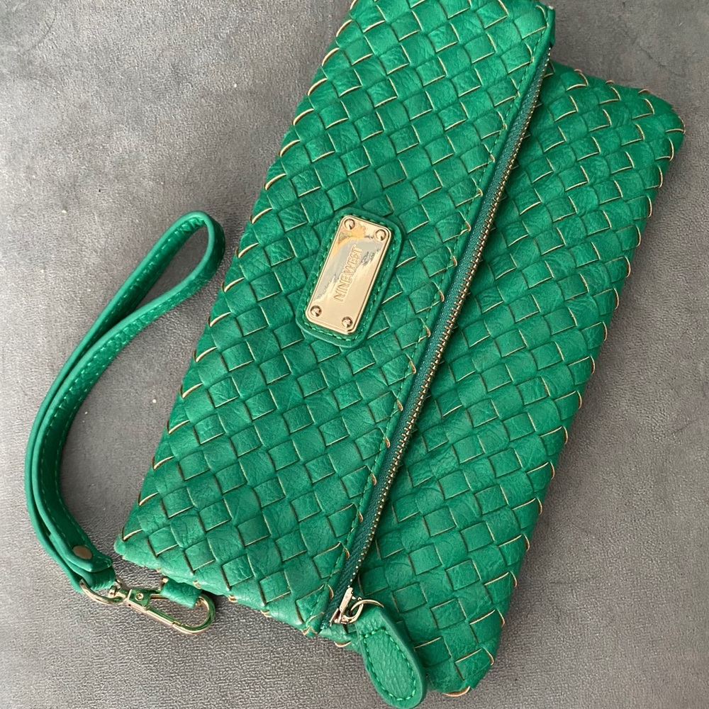 Nine West emerald green clutch bag